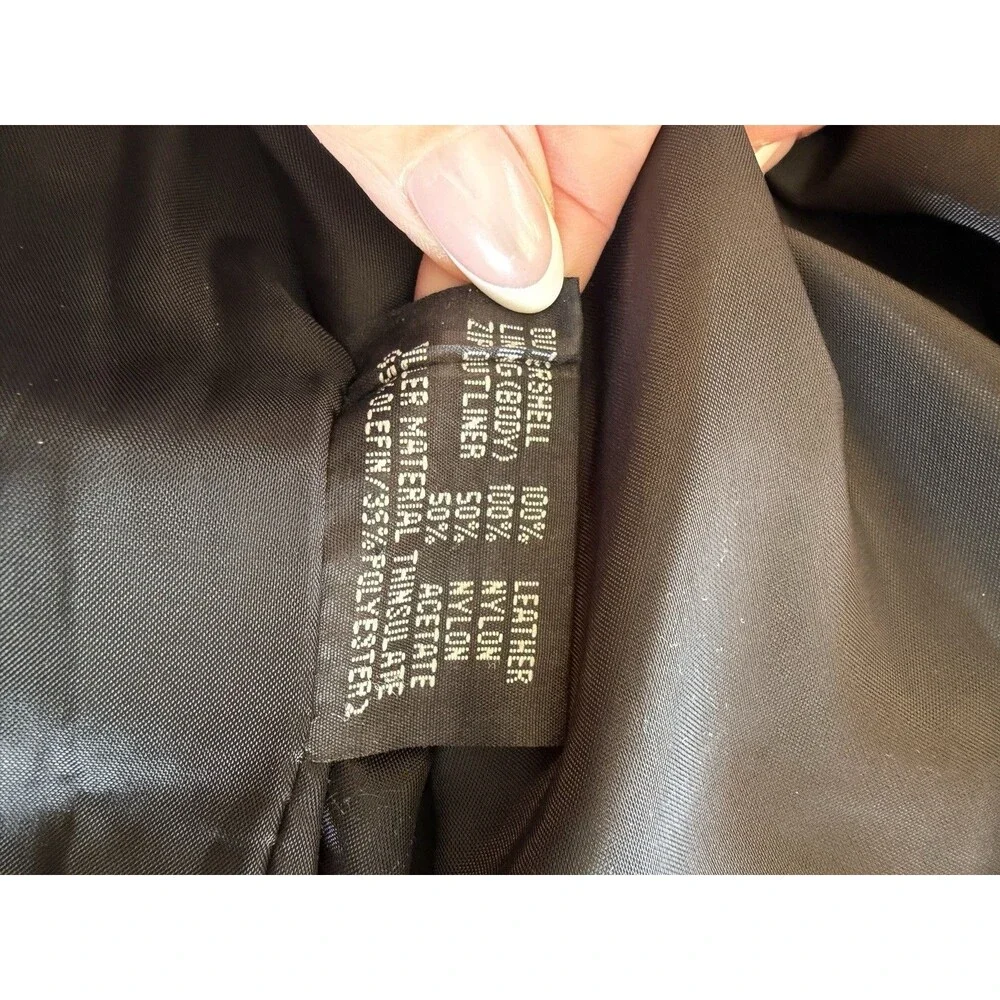 Men’s Black Leather Coat-Thinsulate Zip Out Lining-Large-Buttons-Oakwood Brand